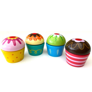 Wooden Cup Cake Play Food Set, 3 of 5