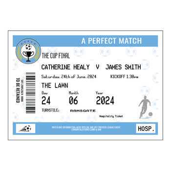 Personalised Football Ticket Wedding Print, 4 of 6