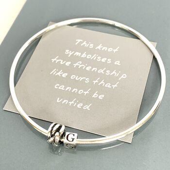 Handmade Silver Personalised Friendship Knot Bangle, 2 of 4