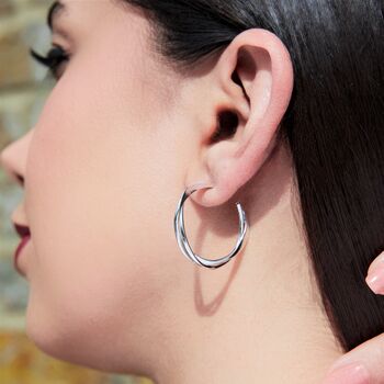 Solid Sterling Silver Interwoven Hoop Earrings, 2 of 8