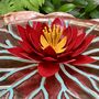 Copper Lily Pad Sculpture With Red Flower Large Outdoor Garden Art, thumbnail 2 of 5