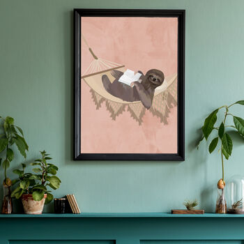 Custom Personalised Sloth Wearing Heels Art Print, 2 of 4