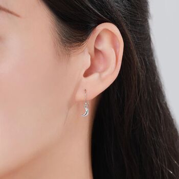 Sterling Silver Extra Tiny Starburst And Moon Dangle Drop Hook Earrings, 5 of 12