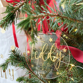 Personalised Nice List Christmas Tree Decoration, 5 of 9