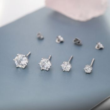 Simple Cz Crystal Stud Earrings In Sterling Silver, 2 of 12