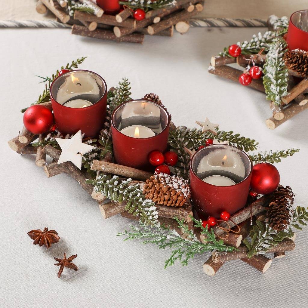 Country Christmas Candle Holders By Dibor | notonthehighstreet.com