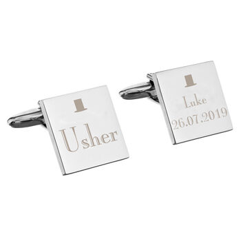 Personalised Decorative Wedding Usher Square Cufflinks, 2 of 3