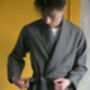 Navy Linen Robe For Men, thumbnail 6 of 12