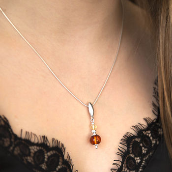 Sterling Silver Amber Font Necklace, 2 of 4