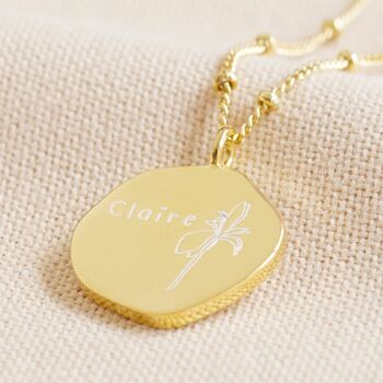 Personalised Gold Birth Flower Organic Shape Necklace, 5 of 12