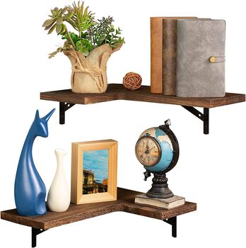 Set Of Two L Shaped Floating Corner Shelves By Momentum