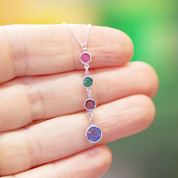 Mother And Three Children Birthstone Pendant Necklace, 10 of 12