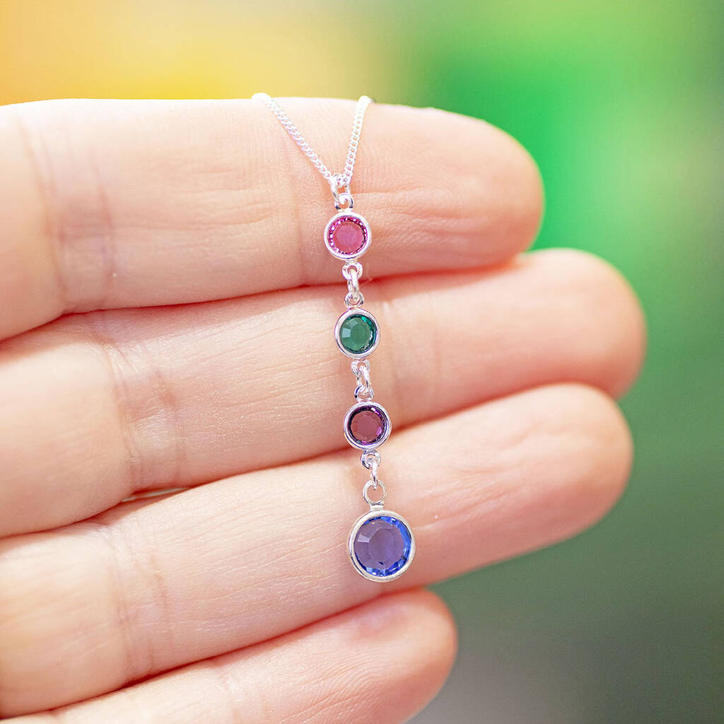 Mother And Three Children Birthstone Pendant Necklace, 1 of 9