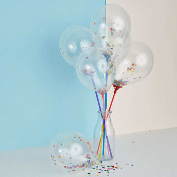 Mini Confetti Balloons On Sticks Set Of Eight By Pink Biscuits ...