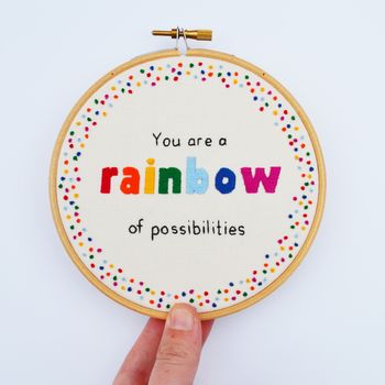 'Rainbow Of Possibilities' Hand Embroidery Hoop Art, 5 of 5