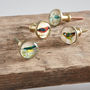 Set Of Four Glass And Brass Bird Knobs, thumbnail 1 of 2