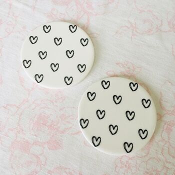 Pair Of Ceramic Heart Coasters ~ Boxed, 2 of 4