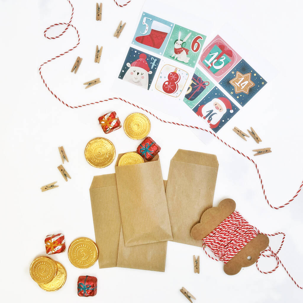 Advent Calendar Paper Bag Kit By Peach Blossom | notonthehighstreet.com