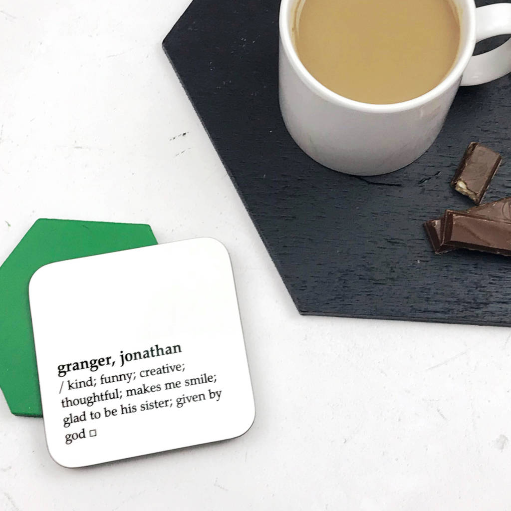 Personalised Dictionary Definition Coaster By XOXO