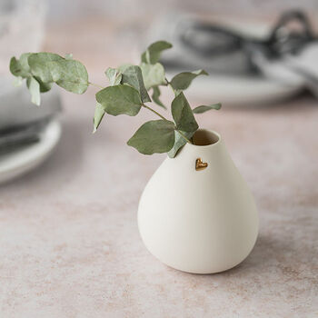Porcelain Bud Vase With A Gold Embossed Heart, 7 of 7