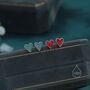Sterling Silver Red Enamel Glaze Heart Stud Earrings, thumbnail 2 of 12
