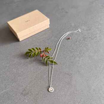 Joy Sterling Silver Smiley Necklace, 9 of 10