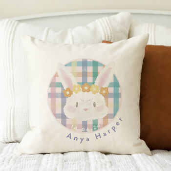 Bunny Personalised New Baby Cushion, 2 of 2