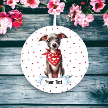 Personalised Cute Whippet Wearing A Red Bandana, 2 of 2