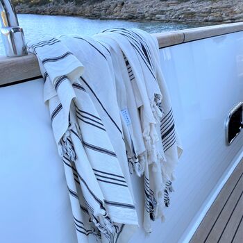 Bodrum Hammam Towel Monochrome Multi Stripe, 6 of 8