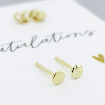 Mini 18ct Yellow Gold Plated Disc Stud Earrings, 2 of 7