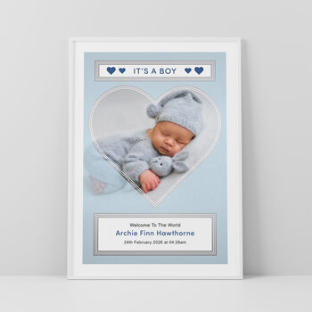 It’s A Boy Baby Photo Print Personalised New Baby Gift, 4 of 5