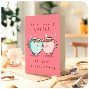 Cupple Cute Pun Happy Anniversary Card For Couple, 2 of 4