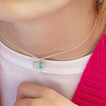Child's Initial Heart And Birthstone Necklace, 2 of 12