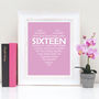 Personalised 13th, 14th Or 16th Birthday Heart Print, thumbnail 4 of 6