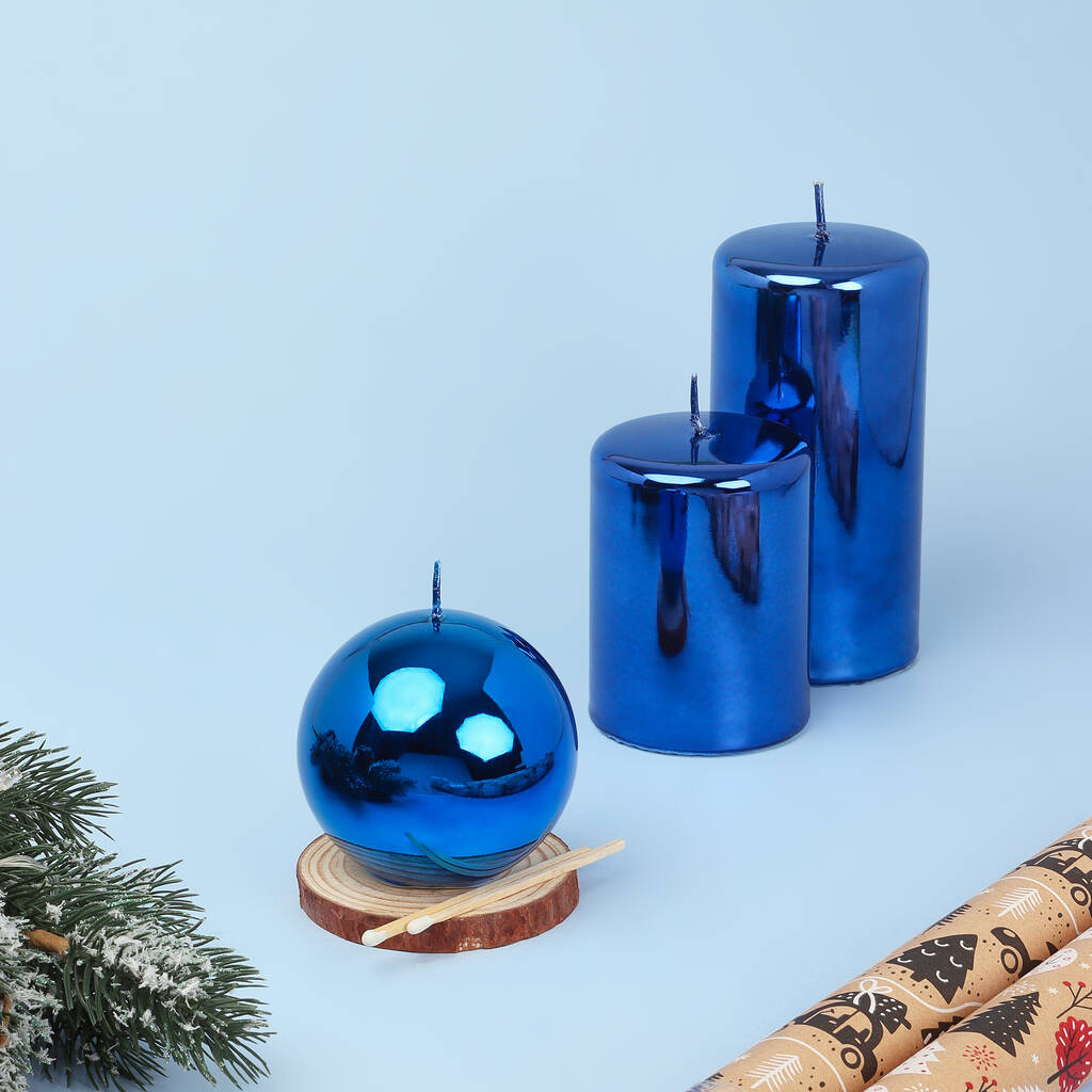 Blue Glass Effect Candles By G Decor By G Decor