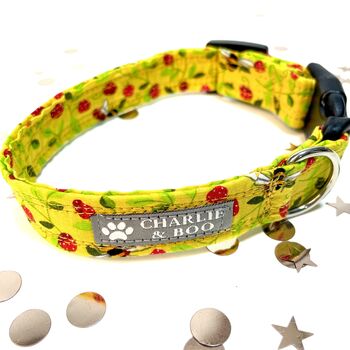 Yellow Bee And Strawberry Dog Collar And Lead, 3 of 8