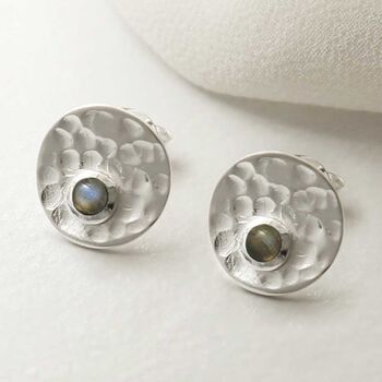 Sterling Silver Shimmering Gemstone Studs, 5 of 9