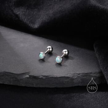 Tiny Aqua Green Opal Screw Back Earrings, 6 of 10