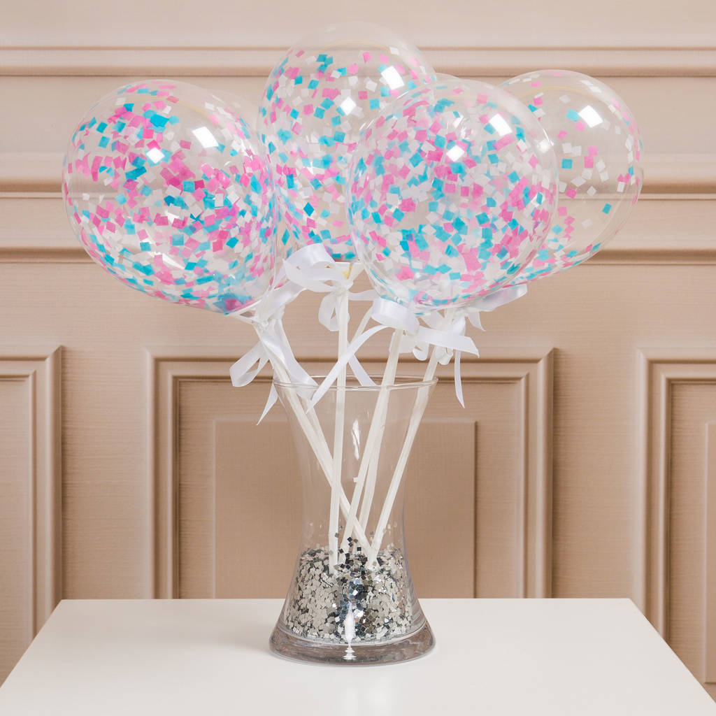 Pack Of 14 Gender Reveal Party Confetti Balloons By Bubblegum Balloons 