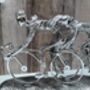 Huge 49cm Silver Cyclist Peloton Sculpture Sleek Cycling Ornament, thumbnail 7 of 10