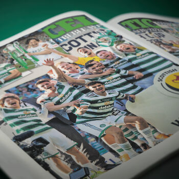 Celtic Fc Personalised Football Gift Hoops Newspaper History Book, 12 of 12