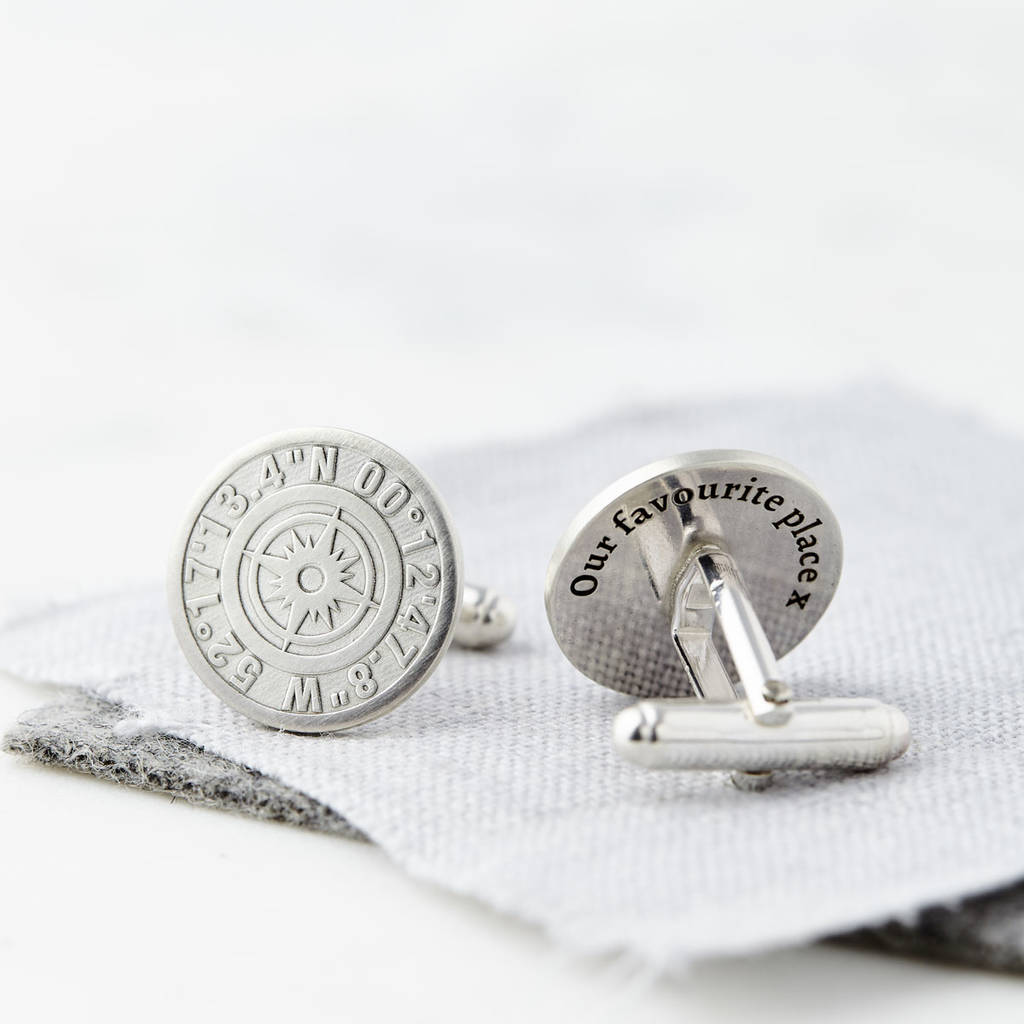 Personalised Coordinate Cufflinks With Secret Message, 1 of 5