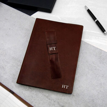Personalised Refillable Leather Journal And Pen Holder, 2 of 9