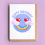 Personalised Rainbow Smiley Face Birthday Card, thumbnail 2 of 3