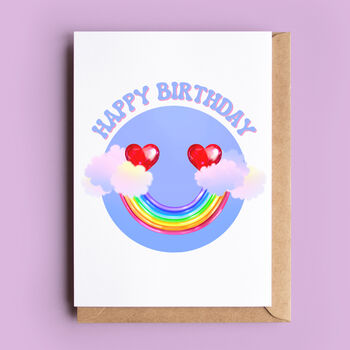 Personalised Rainbow Smiley Face Birthday Card, 2 of 3