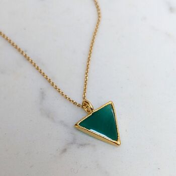 'The Triangle' Green Onyx Gold Plated Necklace, 2 of 6