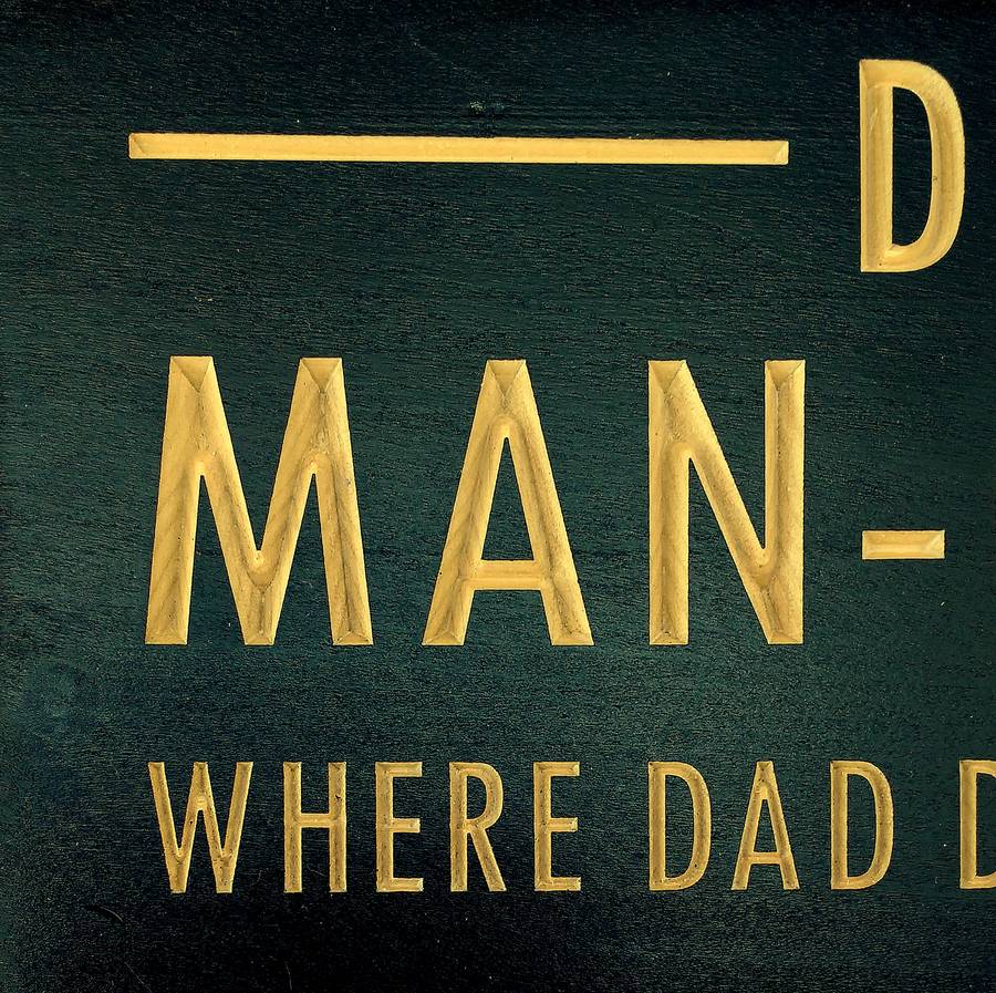 Engraved Wooden Sign For Dad's Man Ctuary By Winning Works
