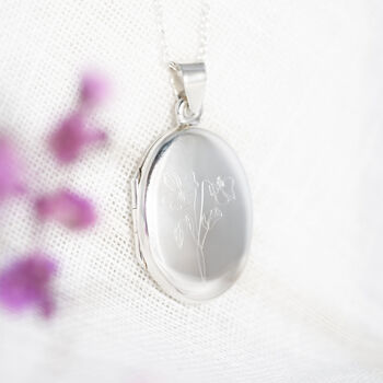 Birthflower Personalised Sterling Silver Oval Locket, 2 of 12