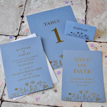 Gold Foil Floral Wedding Place Cards, 3 of 3