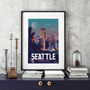 Seattle Travel Poster Art Print, thumbnail 1 of 4